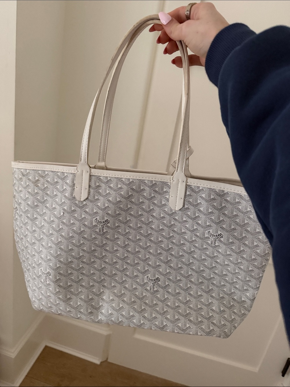Goyard White and Cream St. Louis PM Tote